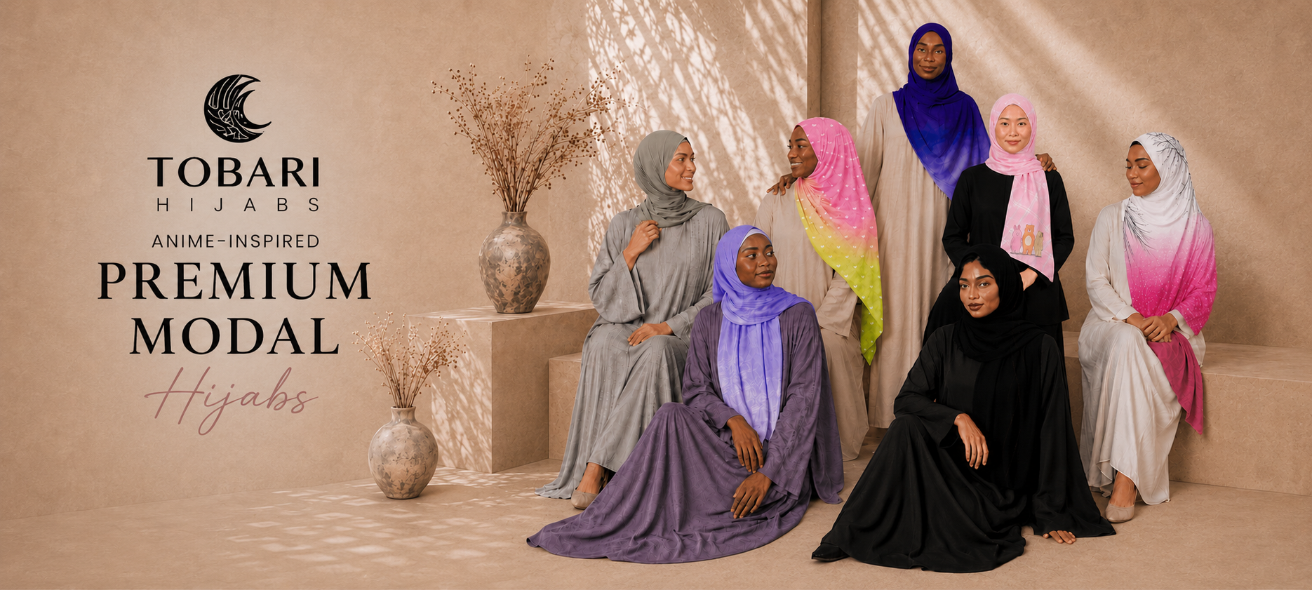 Women wearing premium modal hijabs from Tobari