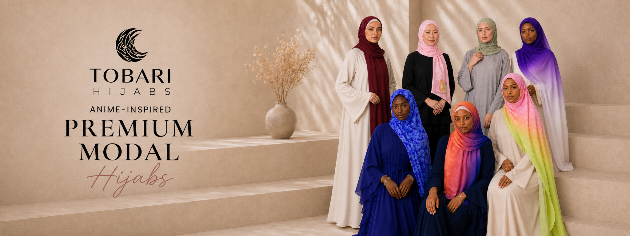 Women wearing 100% premium modal hijabs from Tobari